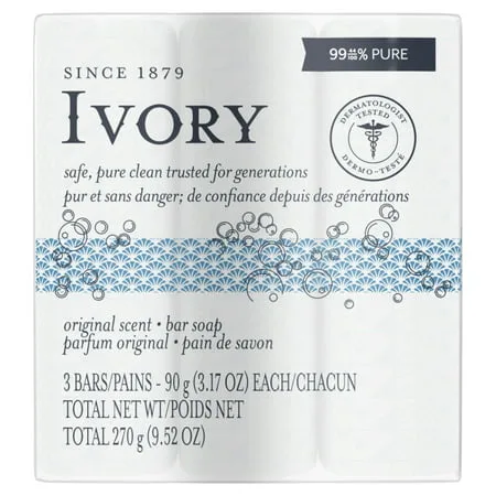 Ivory Bar Soap Original Scent 3.17oz, 3 count