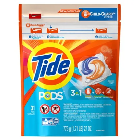 Tide PODS Ocean Mist Scent HE Turbo Laundry Detergent Pacs, 31 count