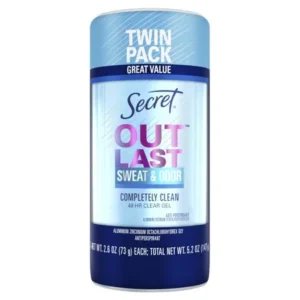 Secret Outlast Clear Gel Antiperspirant Deodorant for Women Completely Clean, 2.6 oz, 2 Pack