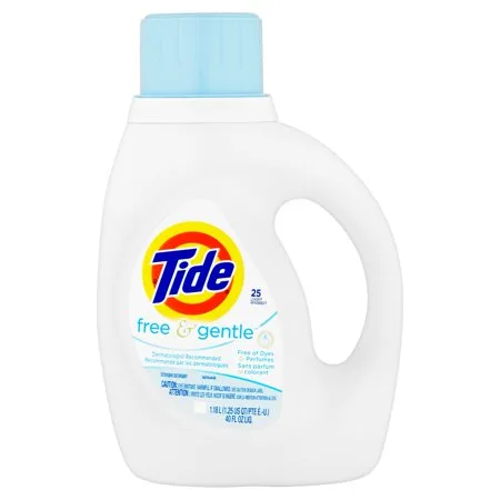 Tide Free and Gentle Liquid Laundry Detergent, 25 Loads, 40 Fl Oz