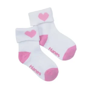 Hanes Toddler Girls Non-Skid Turncuff Socks 6-Pack