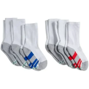 Hanes Boys' FreshIQ Comfortblend EZ Sort Crew Socks 6-Pack