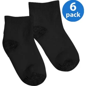 Hanes Boys' Comfortblend Black Ankle Socks, 6 Pairs