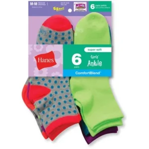 Hanes Girls Socks, 6 Pack Ankle Fashion (Big Girls)