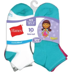 Hanes Girls Comfortblend Assorted Ez Sort Low Cut Socks 10 Pack