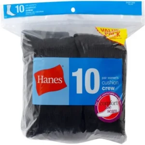 Hanes Womens Cushioned Athletic Crew Socks 10-Pack