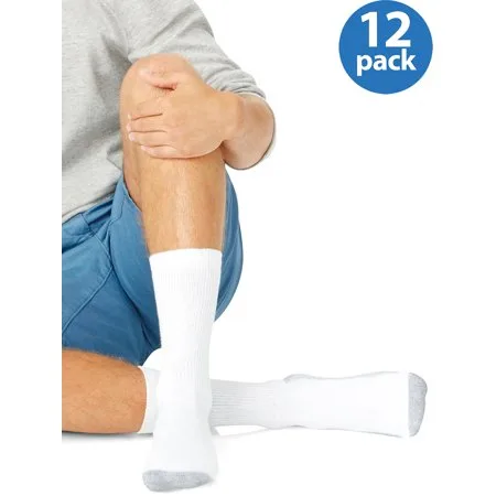 Hanes Men's Big & Tall Cushion FreshIQ Crew Socks 12-Pack