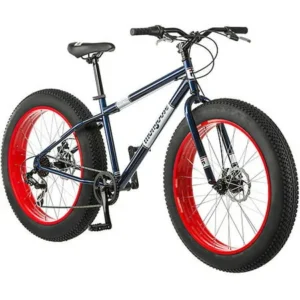 26" Mongoose Dolomite Men's 7-speed Fat Tire Mountain Bike, Navy Blue/Red