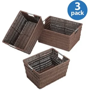 Whitmor Rattique Storage Baskets Java Set of 3