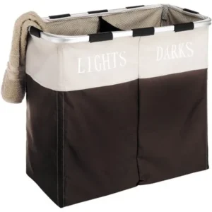Whitmor EasycareÂ® Double Laundry Hamper - Lights and Darks Separator - Espresso - 12.5" x 24.75" x 21.5"