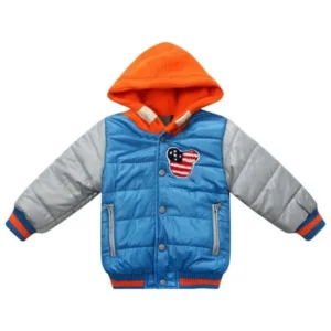 Richie House Little Boys Blue Contrasting Hooded Sporty Padding Jacket 2/3