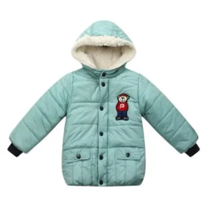 Little Boys Green Bear Embroidery Hooded Padding Jacket 4/5