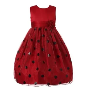 Little Girls Red Black Polka Dot Tulle Dress 4