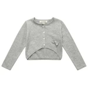 Little Girls Grey Small Bow Cardigan 2