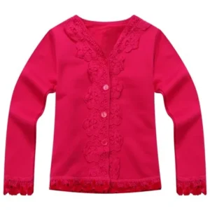 Richie House Little Girls Pink Lace Detail Sweet Cardigan 2