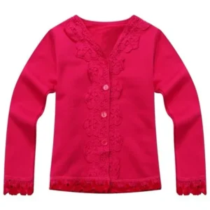Richie House Little Girls Pink Lace Detail Sweet Cardigan 5