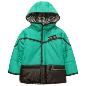 Richie House Little Boys Green Faux Leather Detail Padding Jacket 1/2