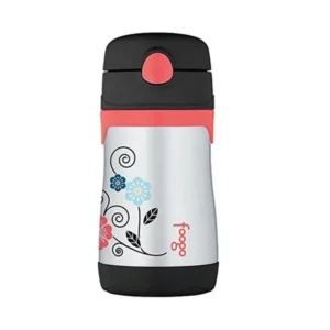 Thermos Foogo 10-Ounce Vacuum Insulated Stainless Steel Straw Bottle (Poppy Patch Pattern)