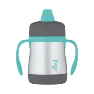 THERMOS FOOGO 7OZ SIPPY CUP W/ HANDLES CHARCOAL/TEAL
