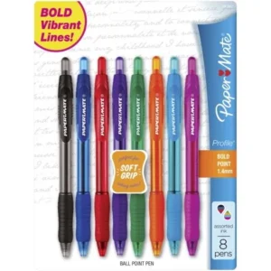 Paper Mate Profile Ballpoint Retractable Pen, Assorted Ink, Bold, 8/Set