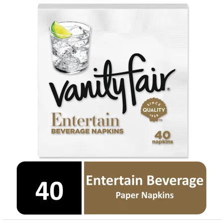 Vanity Fair Beverage Paper Napkins, 2-ply White, 40ct