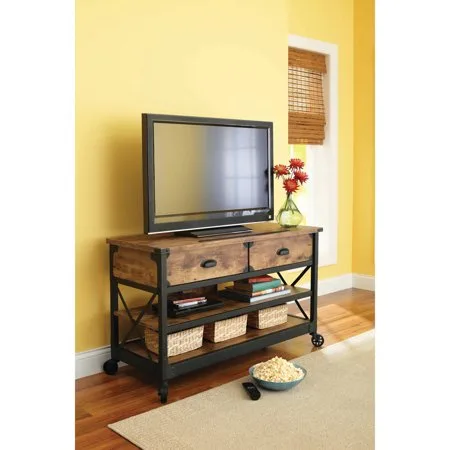 "Better Homes and Gardens Rustic Country Antiqued Black/Pine Panel TV Stand for TVs up to 52"""