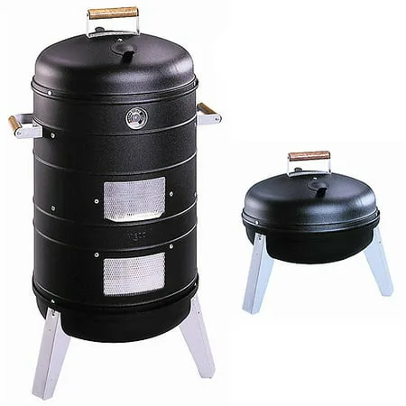 Americana Smoker 2-in-1 Charcoal Water Smoker with 2 Levels of Smoking and Combination Portable Grill