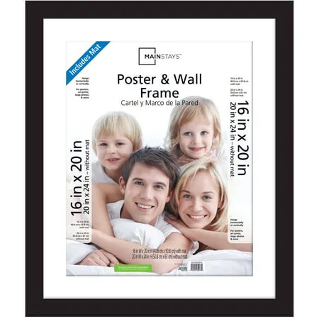 Mainstays 20x24 Matted to 16x20 Wide Gallery Poster and Picture Frame, Black