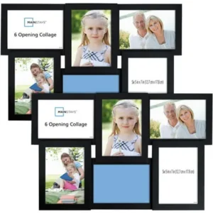 Mainstays 6-Opening 5x7 Collage with Glass, Black, 2pk