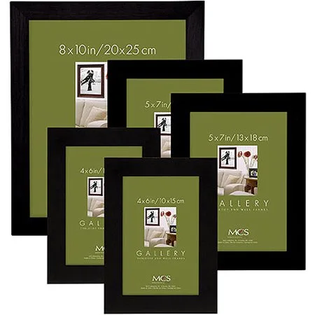 Gallery Flat-Top Pine Wood Picture Frame Set, Set of Five