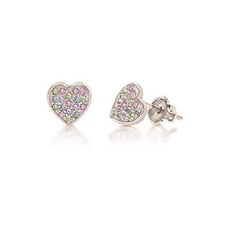 Childrens Earring 925 Sterling Silver White Gold Tone Heart Screwback Fashion