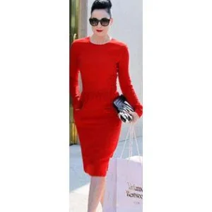 Women's Latest Fashion Pencil Skirt Style Dress Red