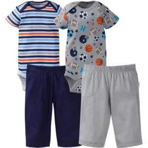 Newborn Baby Boy Layette Outfit Set, 4-Piece