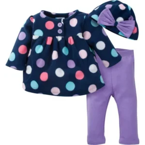 Gerber LLC Button-up Jacket, Pant & Hat 3pc Outfit Set (Baby Girl)