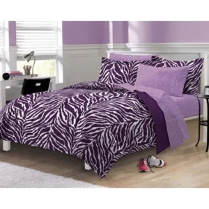 My Room Zebra Complete Bed in a Bag Bedding Set, Purple