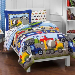 Dream Factory Kids Trucks & Transportation Twin Bed in a Bag Bedding set w/ Reversible Comforter