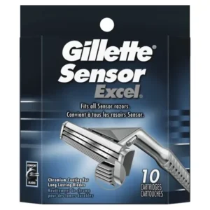 Gillette Sensor Excel Mens Razor Blade Refill Cartridges, 10 ct