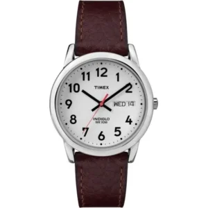 Timex Men's Easy Reader Watch, Brown Textured Leather Strap