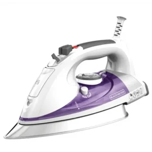 BLACK+DECKER Professional Steam Iron with Stainless Steel Soleplate and Extra-Long Cord, Purple, IR1350S