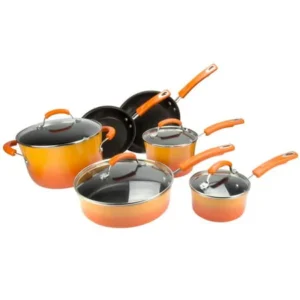 Rachael Ray Porcelain Enamel Non-Stick Cookware Set, 10 Piece