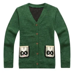 Richie House Little Boys Green Rabbit Pockets Cardigan Sweater 1-6