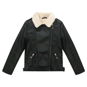 Richie House Boys' Faux Leather Coat with Short Fleece Inside RH1501