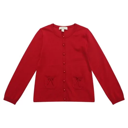 Richie House Little Girls Red Bow Knitted Cardigan 3