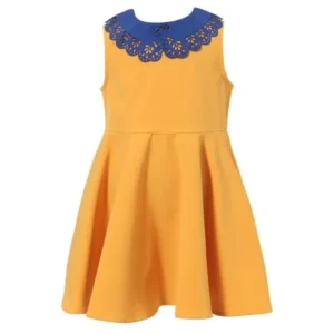 Richie House Girls' Dress With Fancy Contrasted Collar RH1656-A-3/4