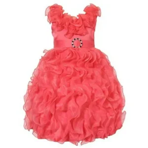 Richie House Little Girls Coral Cascade Ruffle Bridal Dress 3/4