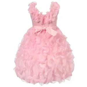 Richie House Little Girls Pink Cascade Ruffle Bridal Dress 5/6