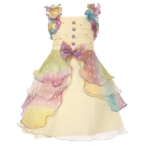 Richie House Girls Purple Pastel Pearl Ruffled Special Occasion Dress 7/8