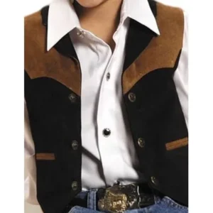 Roper Western Vest Boys Kids Suede Black Brown 02-094-0500-0602 BL