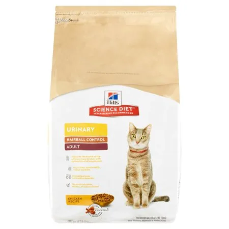 Hill's Science Diet Adult Urinary Hairball Control Chicken Recipe Premium Natural Cat Food, 15.5 lb