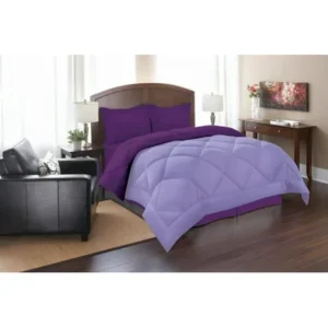 Elegant Comfort Goose Down Alternative Reversible 3pc Comforter Set- Available In A Few Sizes And Colors , Full/Queen, Lilac/Purple